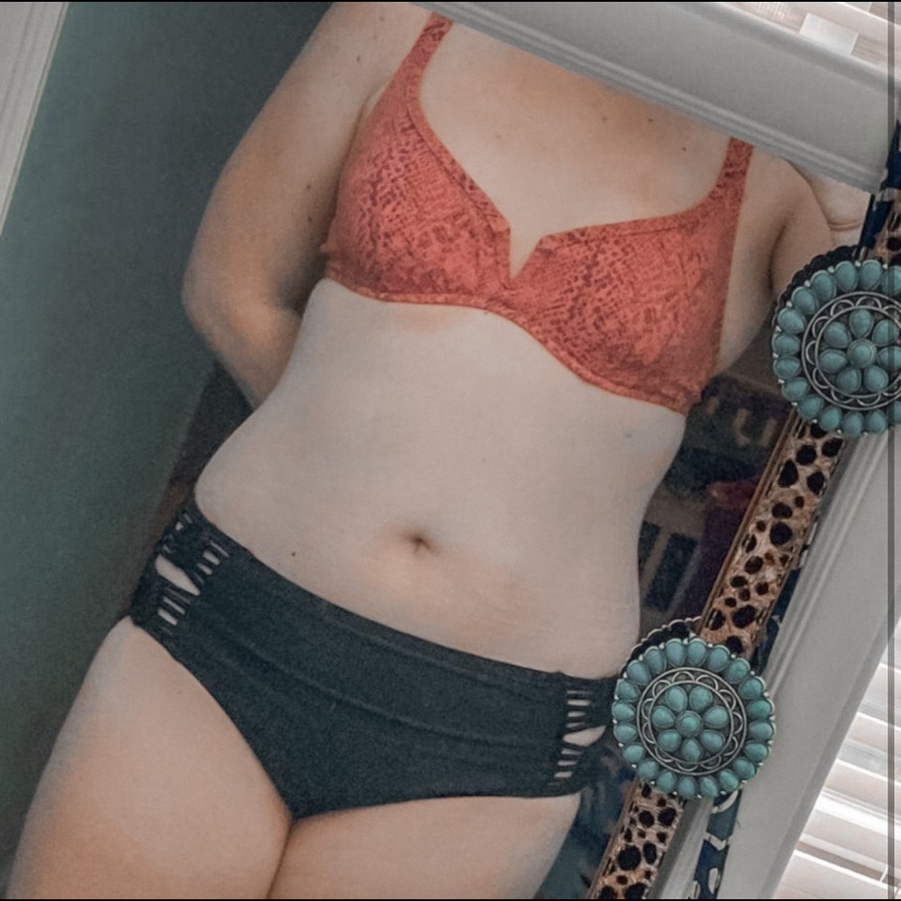 Pink snake bikini top